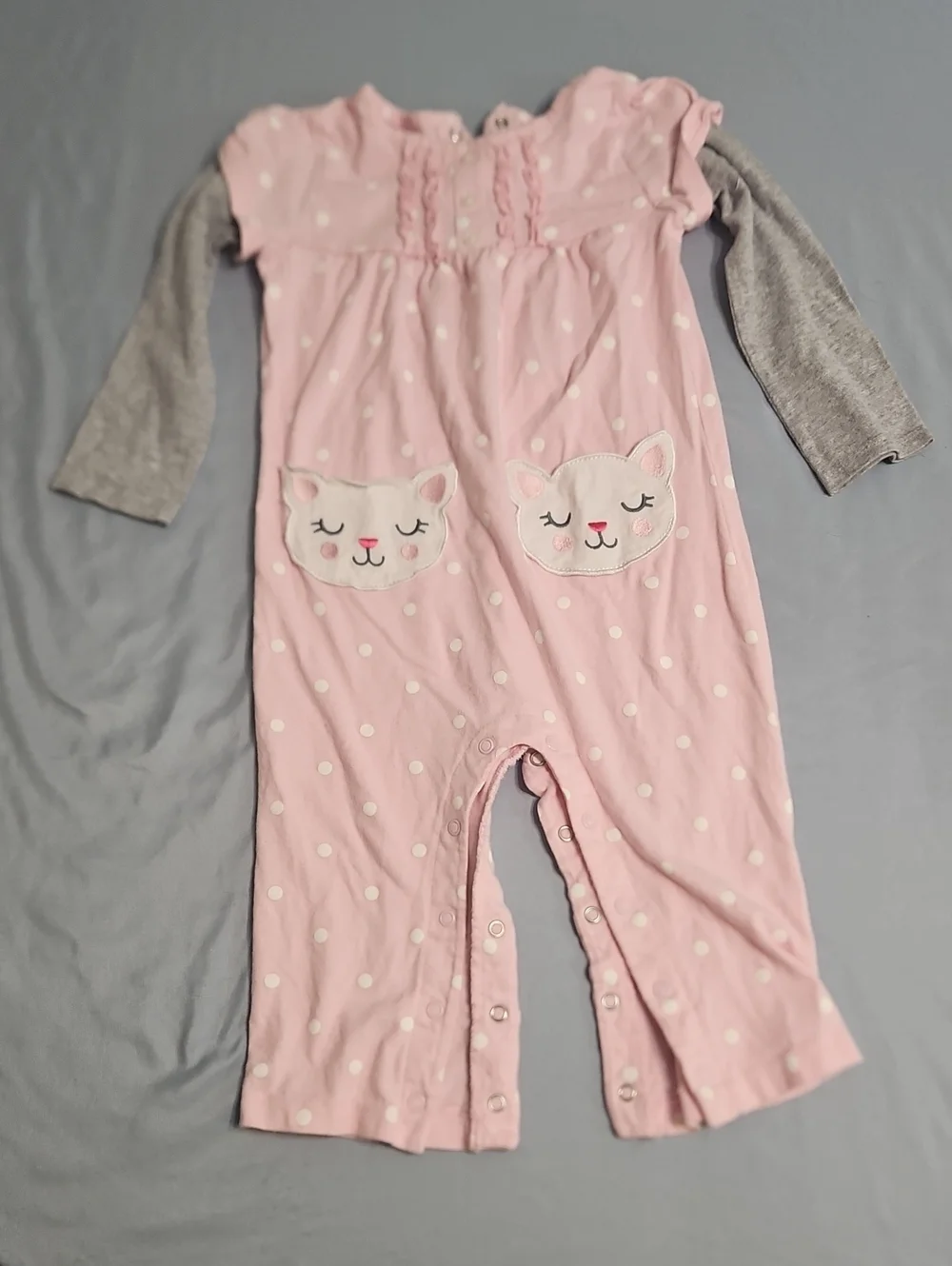 Carter's Pink Polka Dot Cat Pocket Long-Sleeve Pajama